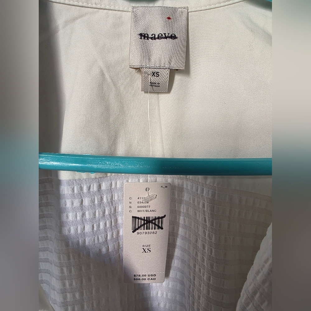 Maeve Puff-Sleeve Sea Breeze Top Size XS NWT - Picture 6 of 8